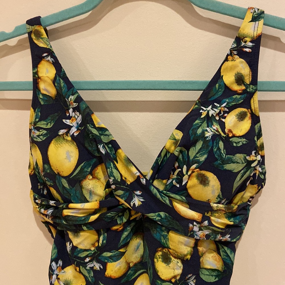 Nip Tuck Swim Lemon Print Ruched Swimsuit One Pie… - image 7